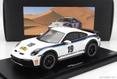Spark-model Porsche 911 992 Coupe N 19 Rally Dakar Design 2022 - Con Vetrina - S vitrínou 1:18 Biela modrá