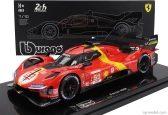 Bburago Ferrari 499p 3.0l Turbo V6 Team Ferrari Af Corse N 51 Winner 24h Le Mans 2023 Alessandro Pier Guidi - James Calado - Antonio Giovinazzi  - With Showcase - Exclusive Carmodel 1:18 Červená Žlutá Černá